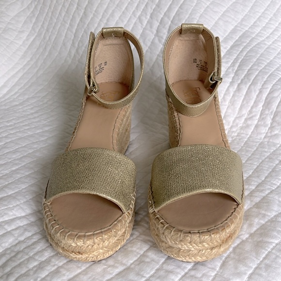 COPY - Franco Sarto Clemens gold espadrille wedge sandals NIB - Picture 2 of 6